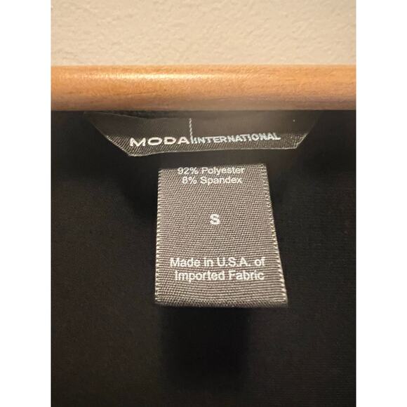 MODA Short Sleeve Cowl Neck Midi Dress Black Jersey Size Small JL - Picture 4 of 6